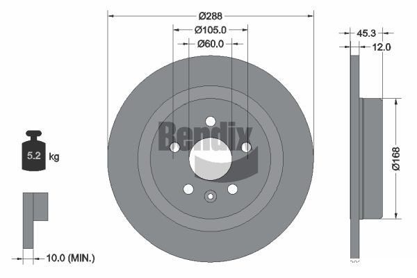 2 PCS Bendix Braking BDS1507 Brake Disc-image