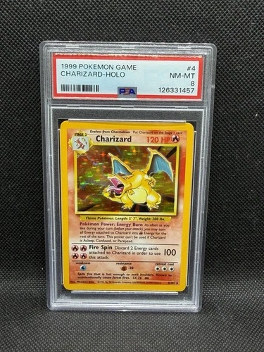 Pokémon TCG Charizard Base Set Holo Unlimited Rare Card 4/102 PSA 8