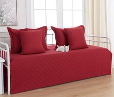 5 Pc Burgundy Red Daybed Cover Set , Twin Daybed Bedding Set For All Seasons