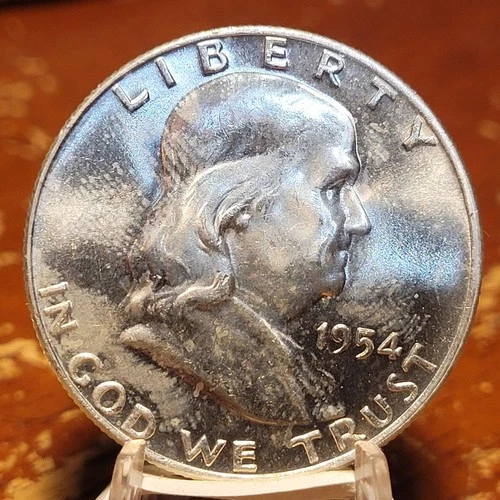 Choice Unc 1954D Franklin Half Dollar  BU 90% Silver