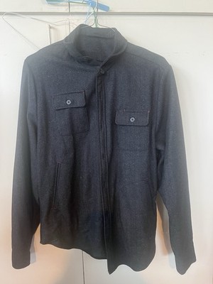 RARE VINTAGE COMUNE BLACK/DARK GREY COMUNE WOOL TWEED OVERSHIRT SZ LRG NEW W TAG