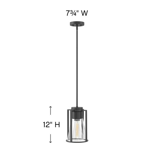 Hinkley Lighting 63307-CL Refinery 1 Light 7-3/4"W Mini Pendant - Black - Picture 3 of 4