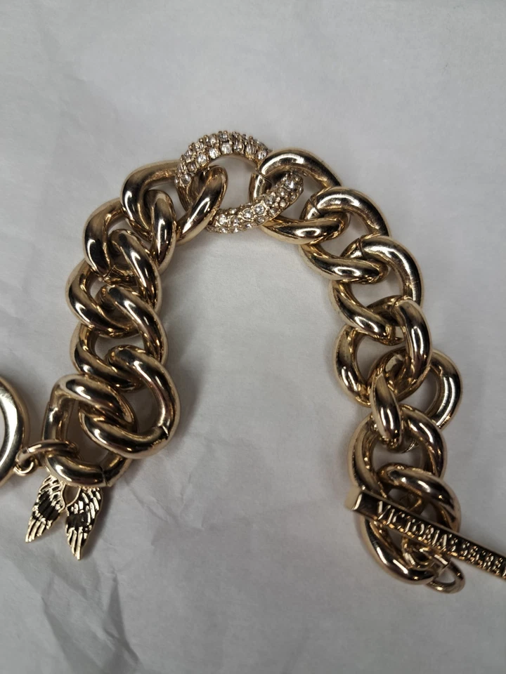 Victoria's Secret Chunky Gold Tone Angel Wings Chain Link Toggle Bracelet 8" - Image 4 of 4