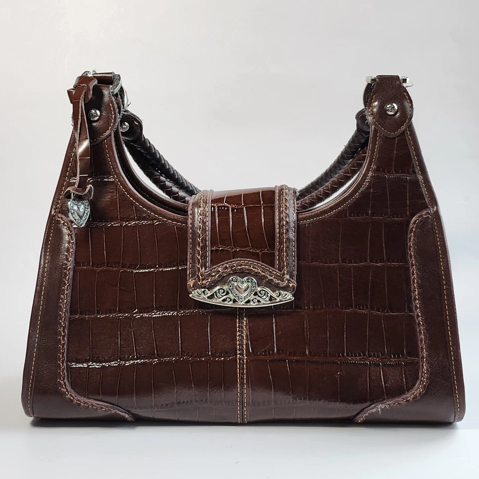 Bolso de hombro vintage Brighton de cuero de cocodrilo sintético en relieve Y2K para mujer Foto 2 de 4