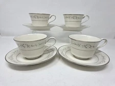 4 Noritake 7548 Heather Cup and Saucer Sets