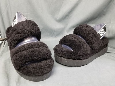 UGG Australia Fluff Yeah Slides Black Women's Size 8 NEW IN BOX!
