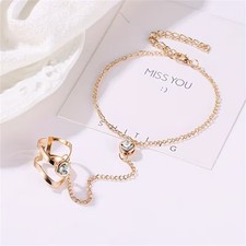 Gold Finger Ring Bracelet Dainty Jewelry Gold Hand Chain Bracelet for Women  