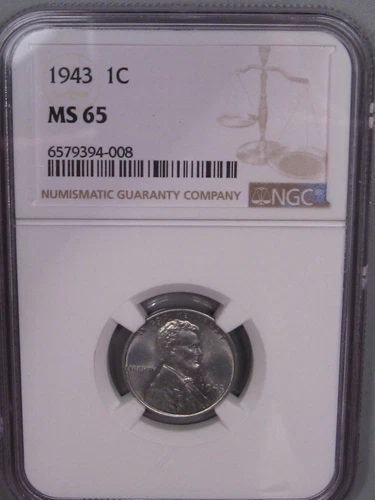 BU Gem 1943 Steel Wheat Penny NGC MS65. #11