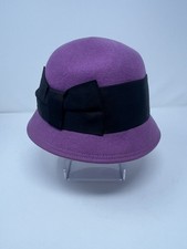 Vintage Purple Felt Wool Hat with Black Ribbon