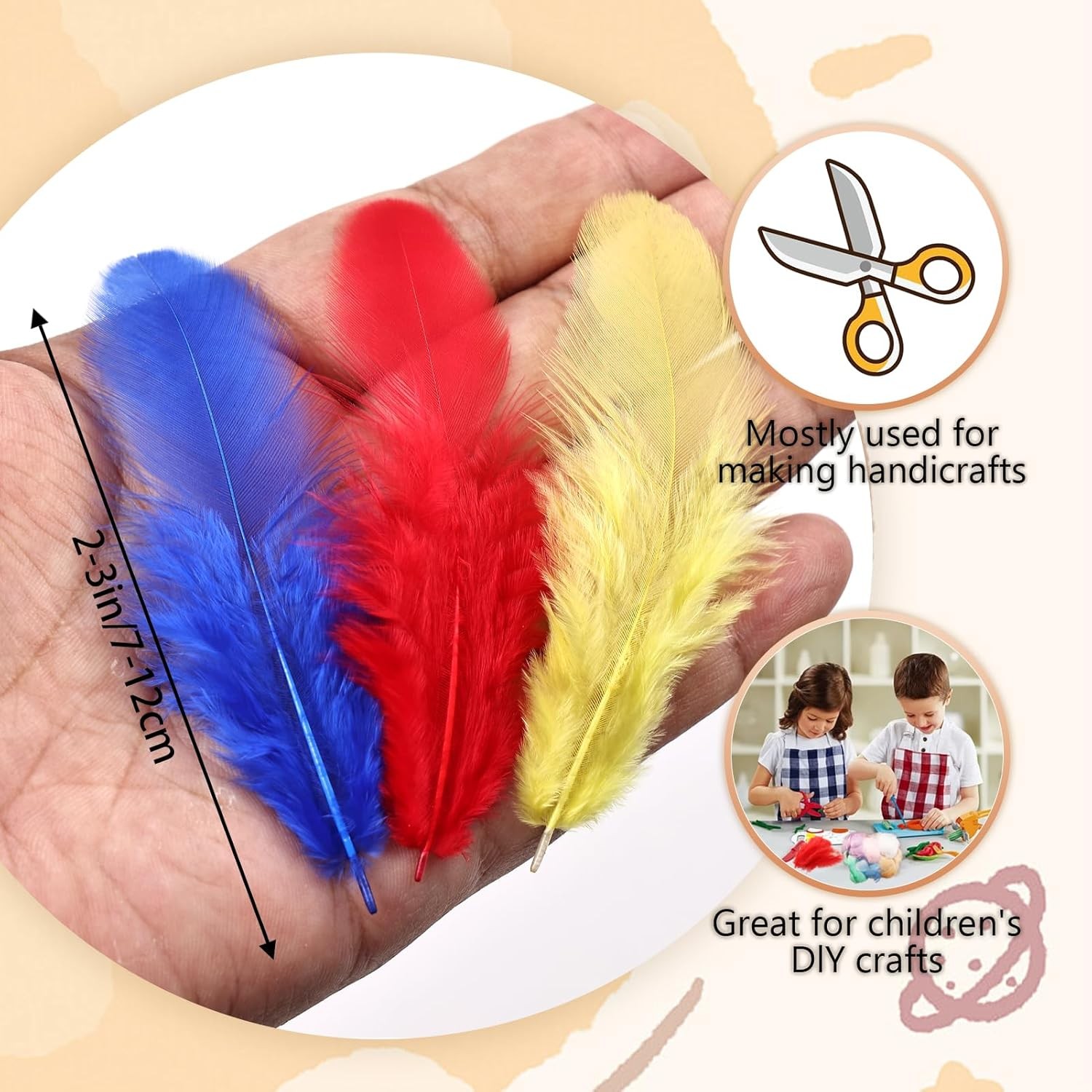 Colorful Craft Rooster Feathers 900pcs 3-5inch Colored Bulk Mixed Color 