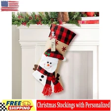 Minetom Christmas Stockings with Personalized Name Tag, 18" Christmas Stocking S