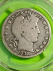 1915 BARBER HALF DOLLAR. LOW MINTAGE 138,000 ONLY. VG CONDITION.