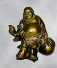 Brass Laughing Buddha With Bag 4”