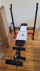 Adjustable Weight Bench with Leg Extension, Black/Red, Home Gym Use