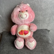 Vintage Care Bears Plush Pink Hearts Stuffed Toy