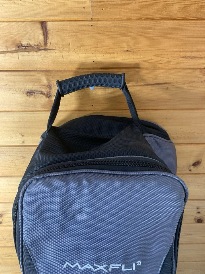 Bolsa de golf MAXFLI gris negro nailon con ruedas cubierta de viaje acolchada para conjunto completo de palos Foto 2 de 4