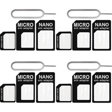 4 in 1 Nano SIM Karten Adapter Set mit Auswurfstift – Kompatibel mit Smartphones