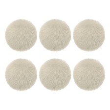 6Pcs Fluffy Soft Faux Fur Pom Poms for Hats with Elastic Loop, Apricot Color