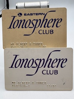 Eastern Airlines Ionosphere Club Cards 1988 & 1991 Named Lot