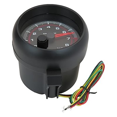 DEEPSOUND 3.75'' 12V White LED Backlit Tachometer Gauge with Red Shift Light