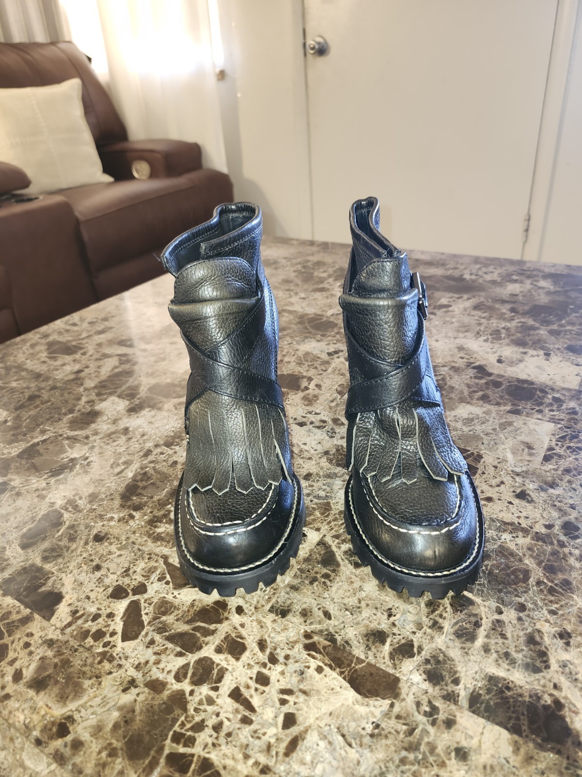 Tory Burch High Heel Booties Leather Black  Size 9m