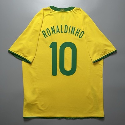 BRAZIL NIKE 2008 FOOTBALL SOCCER HOME JERSEY #10 RONALDINHO SIZE