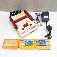 Nintendo Japanese original Famicom Console with 3 Mario Games & cables tested