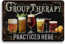 Bar Group Therapy Vintage Man Cave Pub Tin Metal Signs Home D cor 8x12
