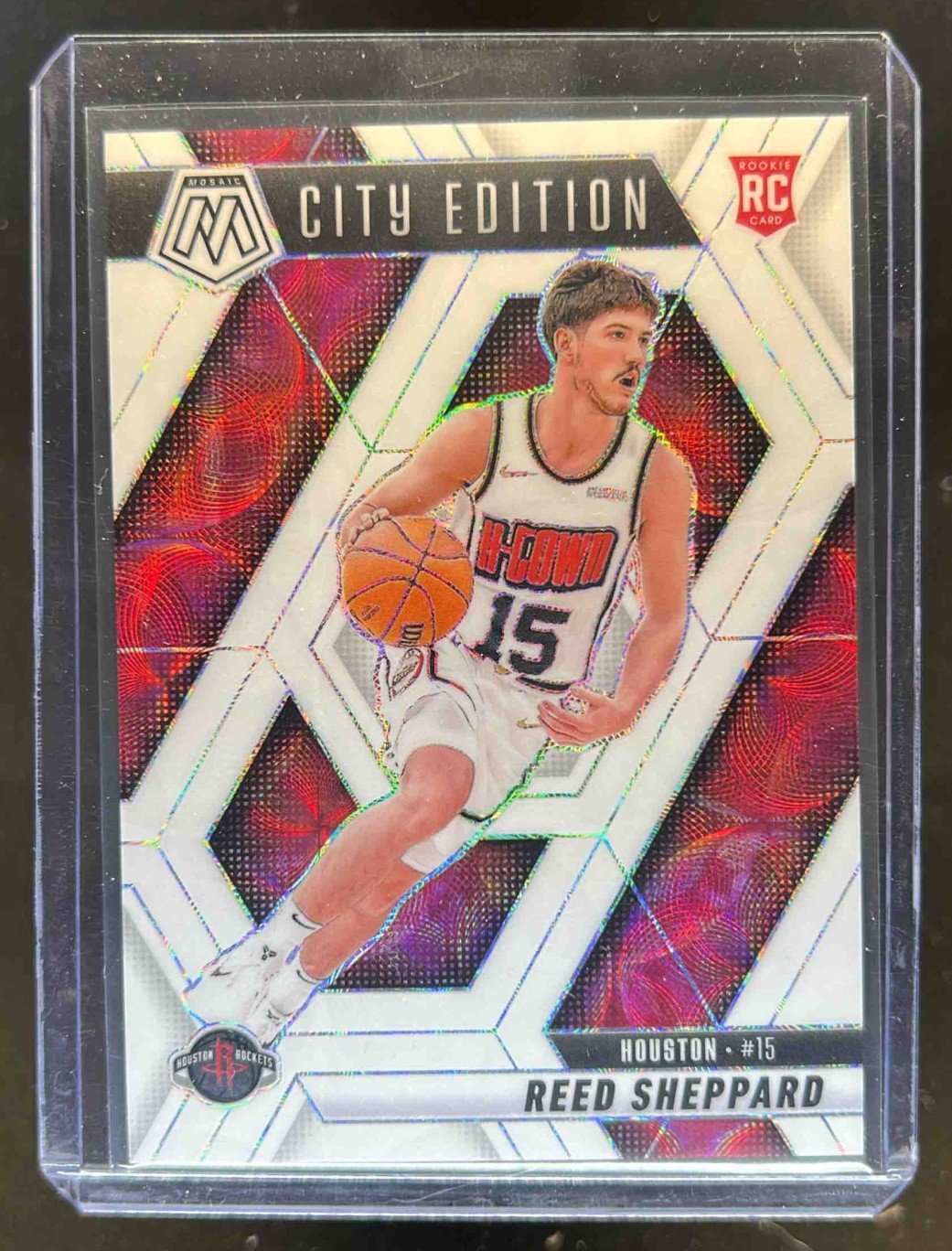 2024-25 Mosaic Reed Sheppard RC International White City Edition #12/25 Rockets
