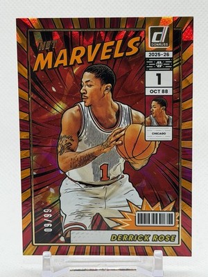 2025 Donruss Basketball Derrick Rose #8 Net Marvels Red Xplosion /99    Bulls