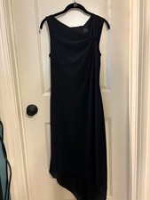 David Meister Black Asymmetrical Cocktail Dress Asymmetric Hem Size 8
