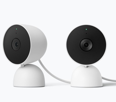 2 x Google Nest Kamera kabelgebunden 2. Generation 1080p HD Überwachungskamera weiß