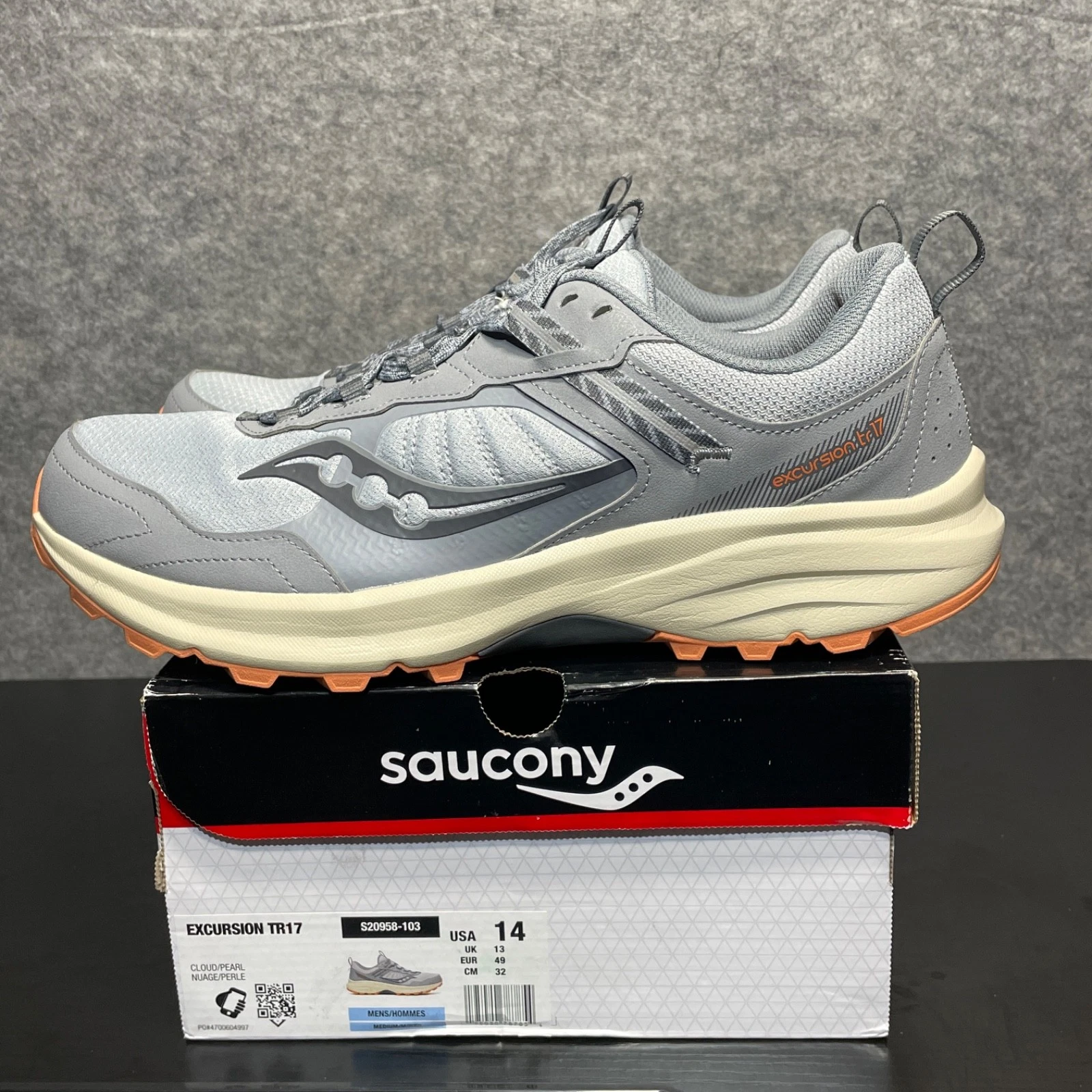 Saucony Excursion 17 Sneakers Mens Size 14 Grey Mesh Lightweight Shoe S20958-103
