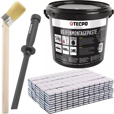 TECPO REIFENMONTAGEPASTE 5KG REIFENMONTAGE SET KUNSTSTOFFSCHABER KLEBEGEWICHTE