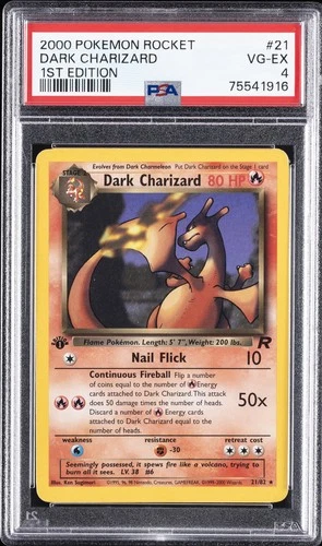 2000 POKEMON ROCKET 1ST EDITION #21 DARK CHARIZARD PSA 4