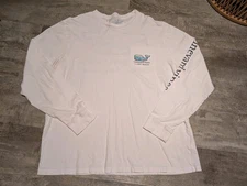 Vineyard Vines White Long Sleeve Tee Shirt Pink Pony Mackinac Sz L Mens EUC
