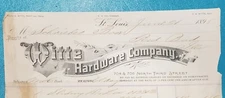 Vignette Billhead Letterhead Ephemera WITTE HARDWARE CO 1898 ST LOUIS MO