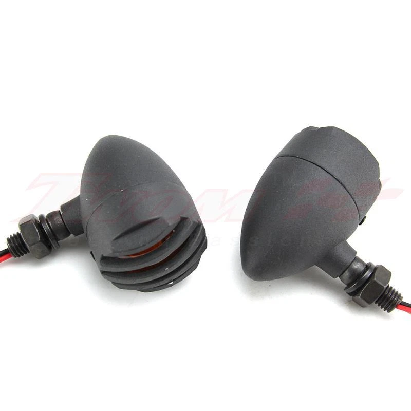 4X Luces indicadoras intermitentes de bala negras 12V para motocicleta lámparas ámbar Foto 3 de 4