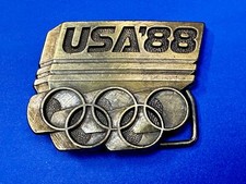 USA 1988 Olympic Games 5 Ring Emblem Commemorative Vintage Belt Buckle