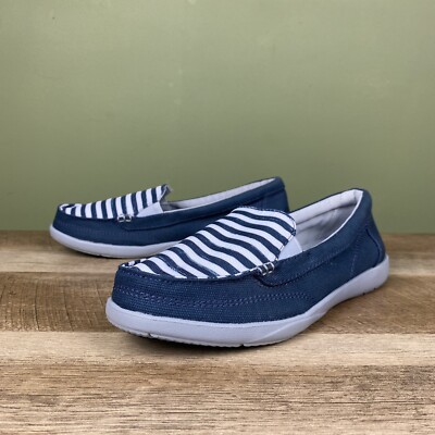Crocs Walu Canvas Loafers Boat Shoes Slip On Triple Comfort Women’ Size 