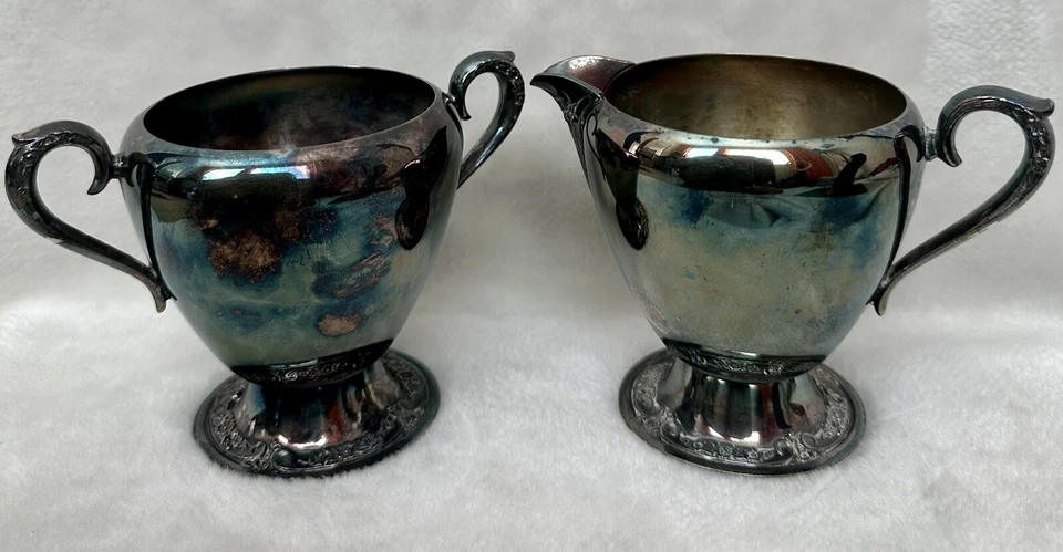 Roger's & Bro. de colección Azucarero plateado sin tapa, juego de servicio de cuenco crema Foto 2 de 4