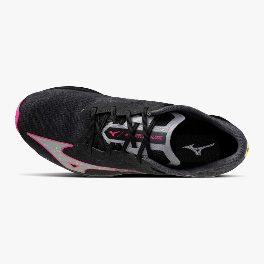 Mizuno Wave Rebellion Flash 2 Black Pink Yellow width 2E