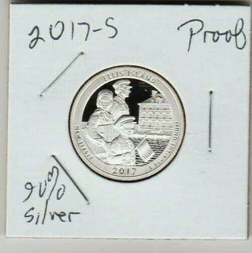 2017 S Ellis Island Flag New Jersey 90% Silver PROOF QUARTER LOW MINTAGE Fam ST