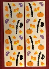Mrs Grossman's HALLOWEEN CANDY Lot of 2 Sticker Strips Candy Corn, Pumpkins