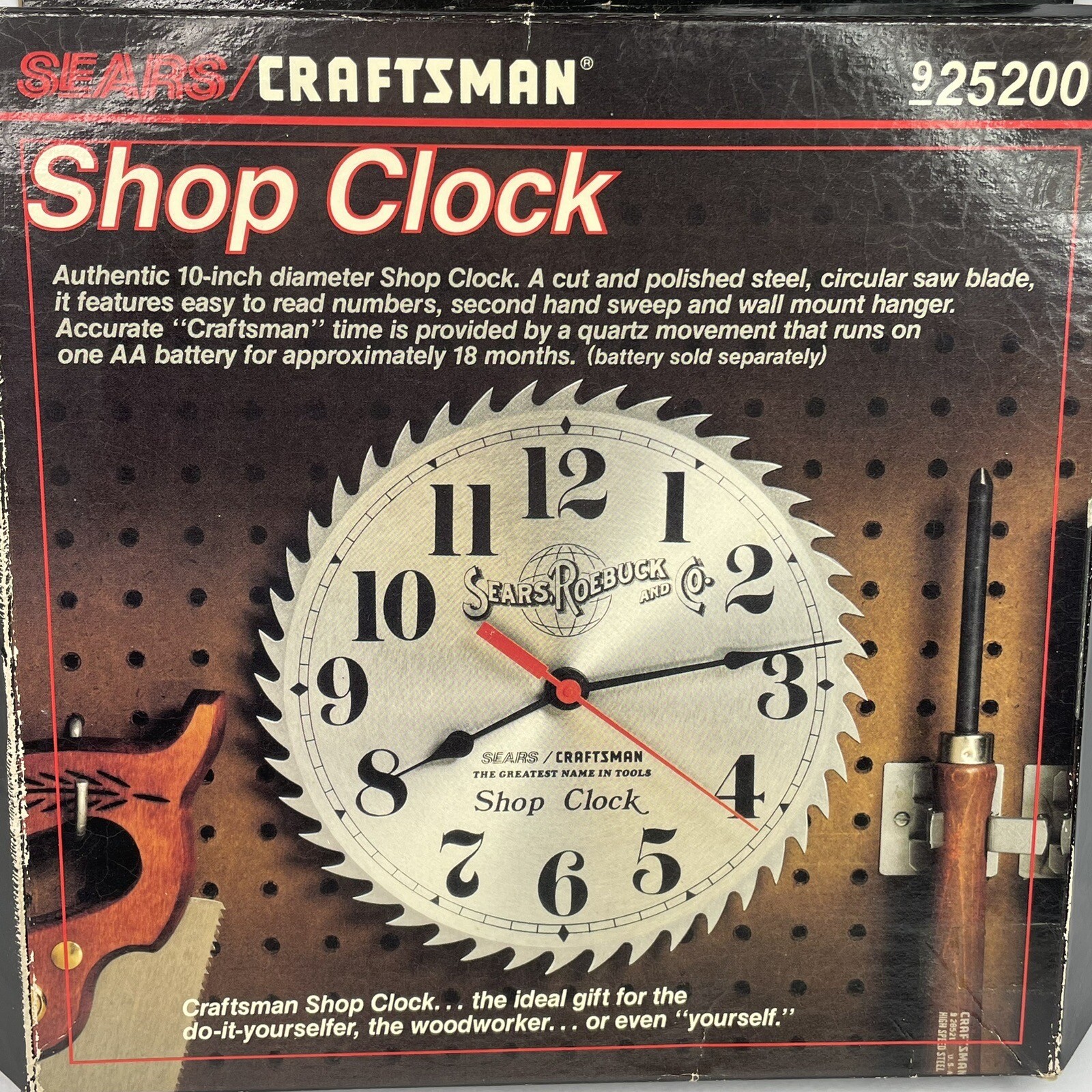 Vintage Sears Roebuck Craftsman 10” Saw Blade Shop Clock Man Cave eBay