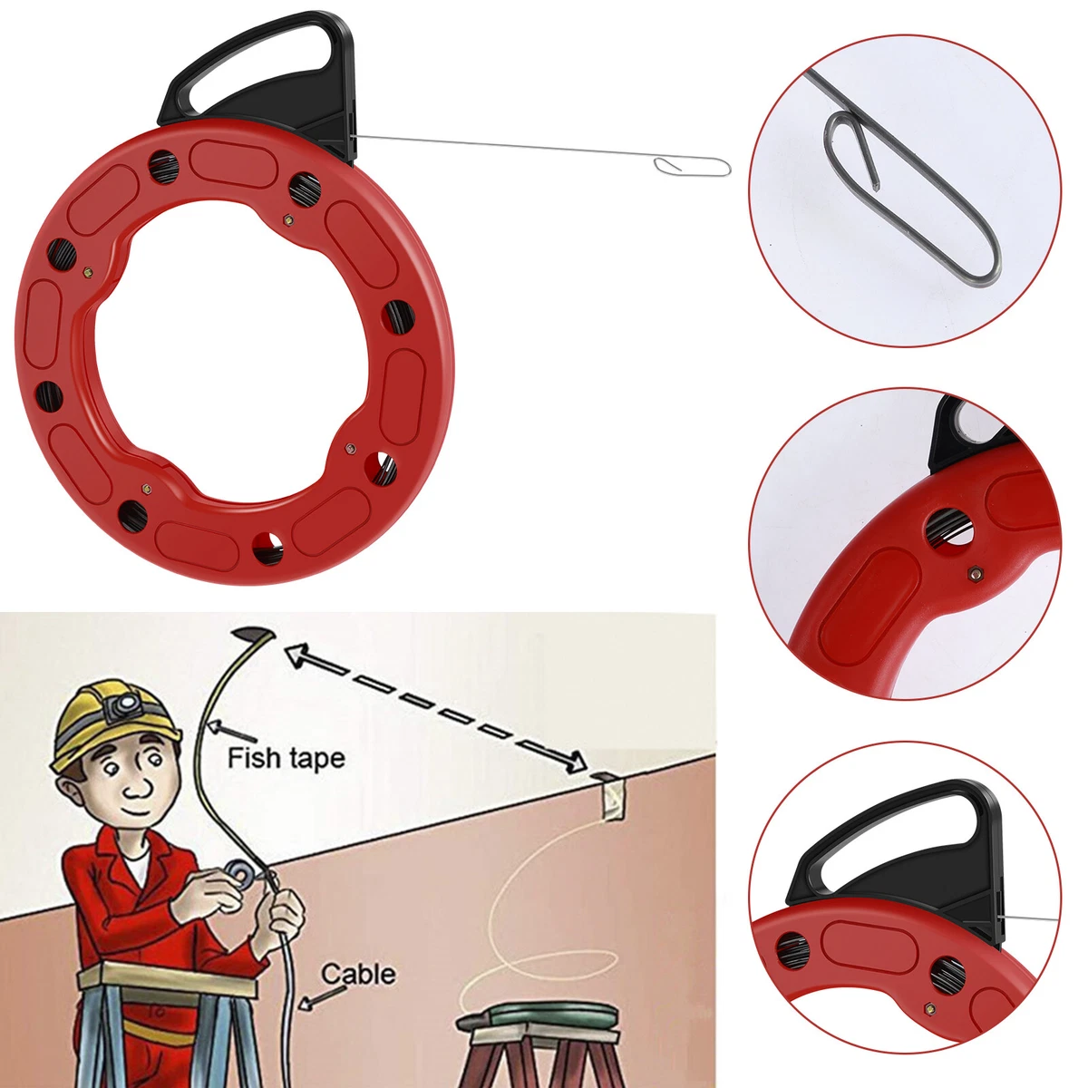 Fish Tape Wire Puller 100ft 1 8in Electrical Tool Steel Cable Wire Fishing Tool