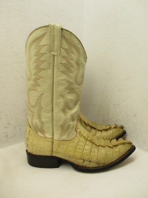 Goss Boots Cream Ivory Alligator Leather Pointed Toe Cowboy Boots Mens Size 8