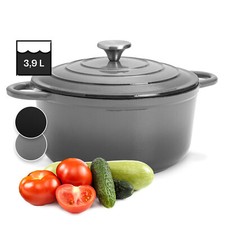 Griglia con coperchio ghisa stampo pentola per arrosto smaltata pentola forno olandese grigio