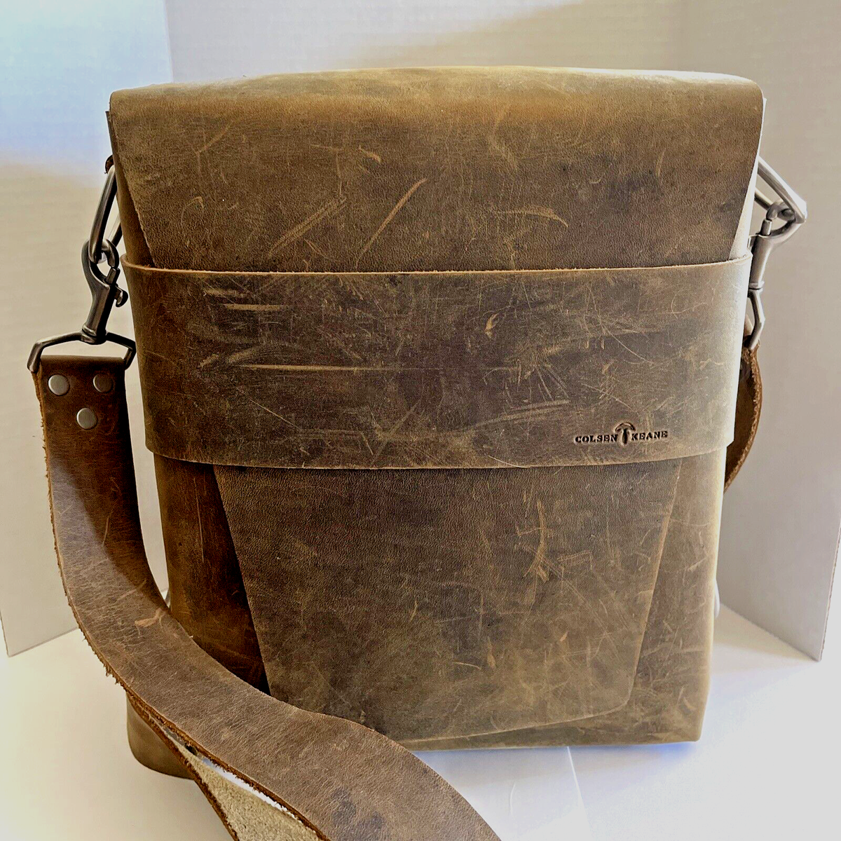 Colsen Keane Natural Thick Leather Traveler Bag / Satchel  