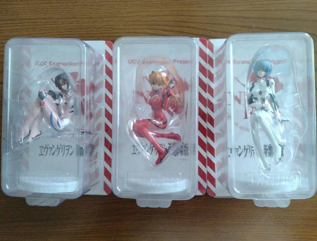 UCC Evangelion Project Coffee Figure Asuka Mari Rei Ayanami 3set